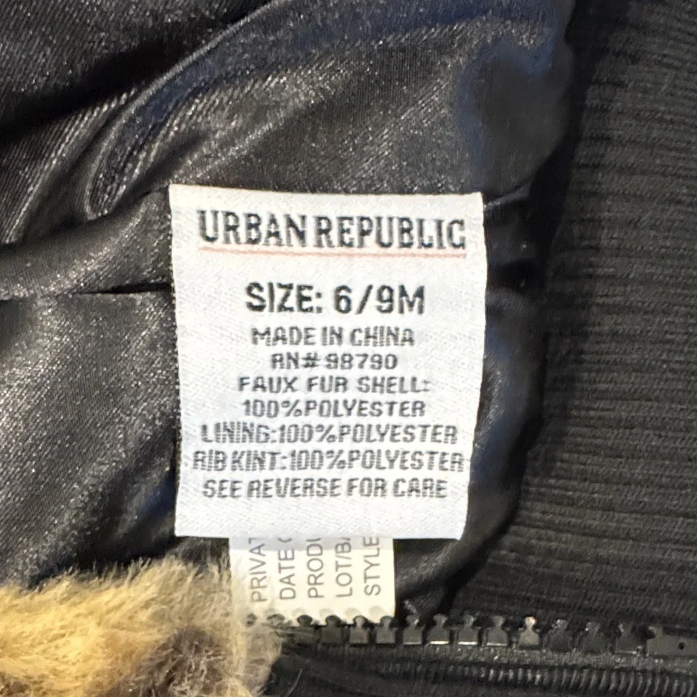 Urban Republic Leopard Print Faux Fur Jacket - Brown and Black Size 6-9 Months